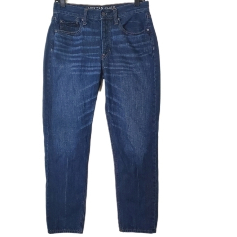 American Eagle Women's Vintage Hi-Rise Button Fly High Waist Cropped Denim Jeans